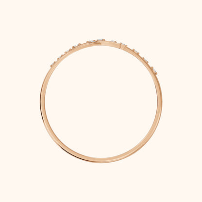 Amelia Bypass Round Diamond Stackable Ring in Rose Gold - FingerView
