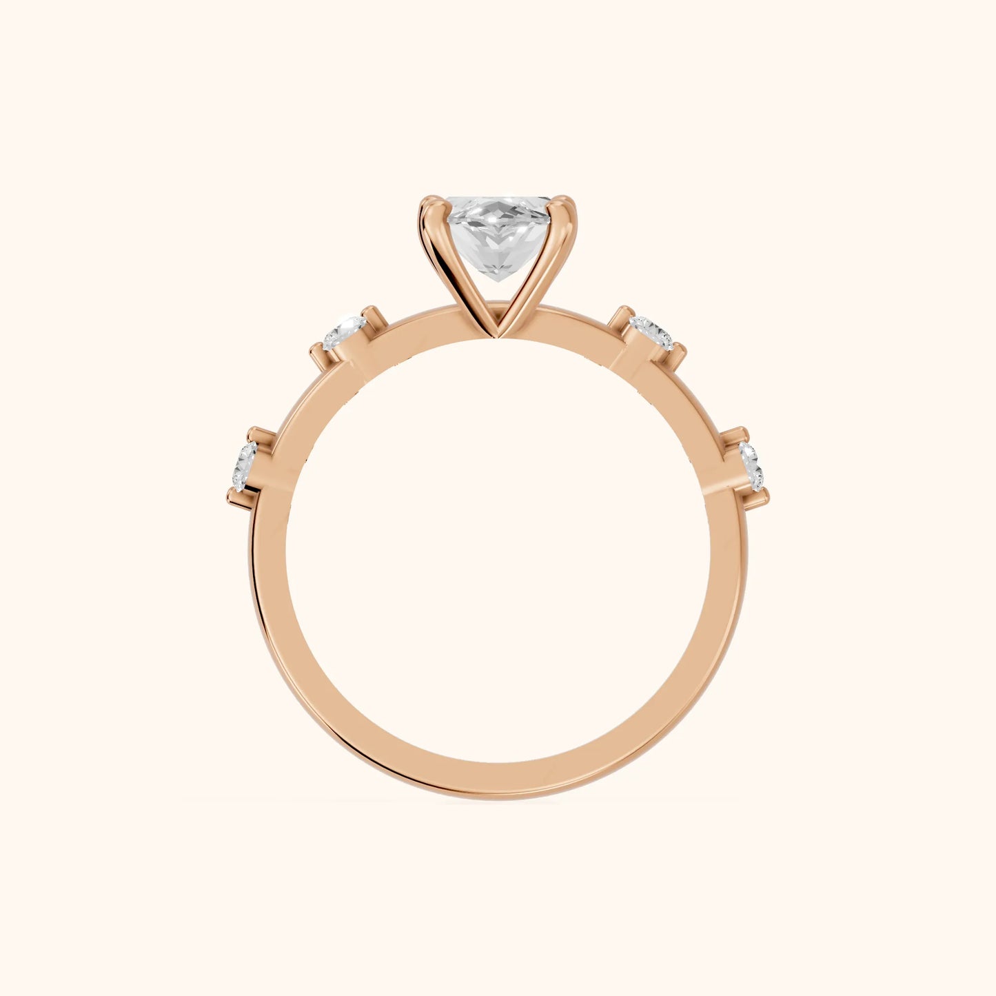 Elena Radiance Solitaire Marquise Diamond Engagement Ring in Rose Gold - FingerView