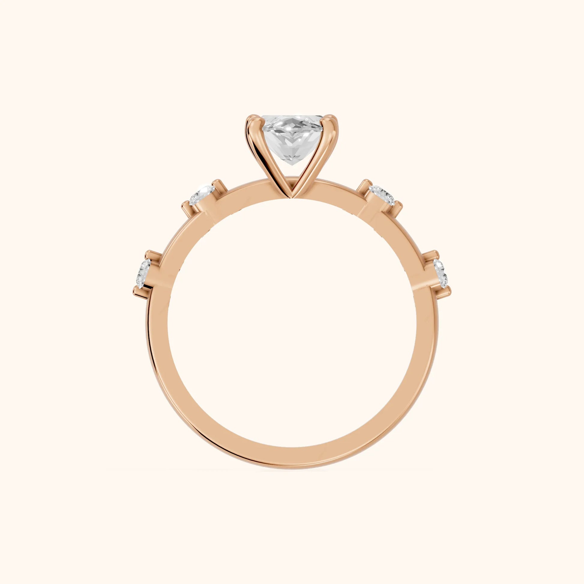 Elena Radiance Solitaire Marquise Diamond Engagement Ring in Rose Gold - FingerView