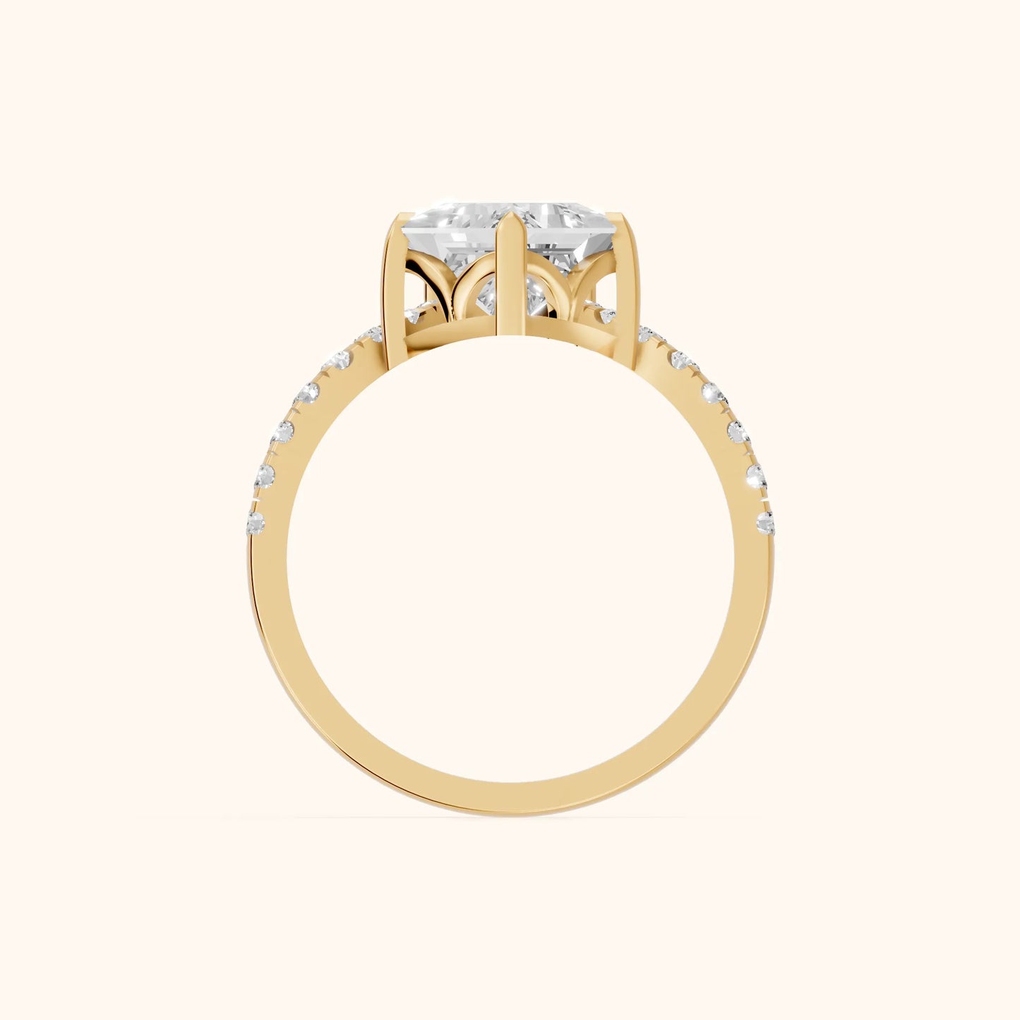 Isabella Legacy Side Stone Princess Diamond Engagement Ring in Yellow Gold - FingerView