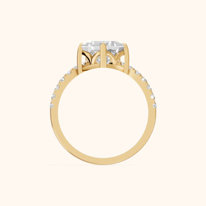 Isabella Legacy Side Stone Princess Diamond Engagement Ring in Yellow Gold - FingerView