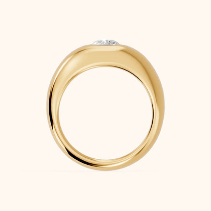 Noelle Bezel Round Diamond Wedding Band in Yellow Gold - FingerView