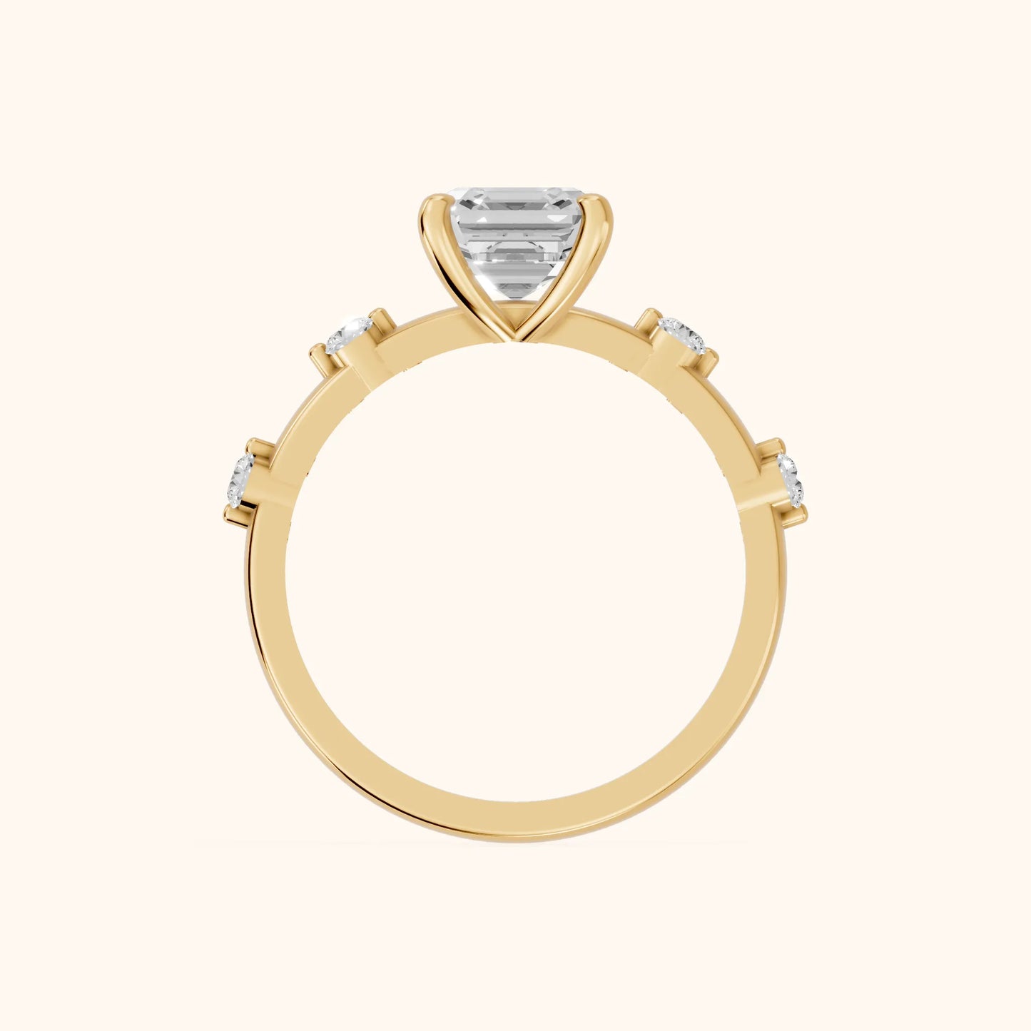 Elena Radiance Solitaire Asscher Diamond Engagement Ring in Yellow Gold - FingerView