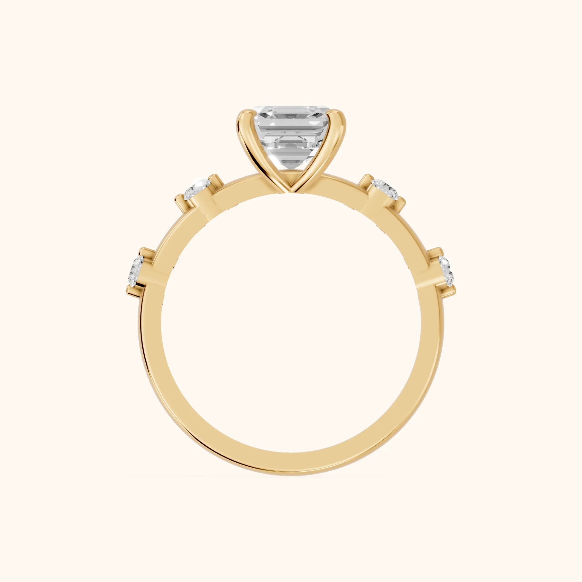 Elena Radiance Solitaire Asscher Diamond Engagement Ring in Yellow Gold - FingerView