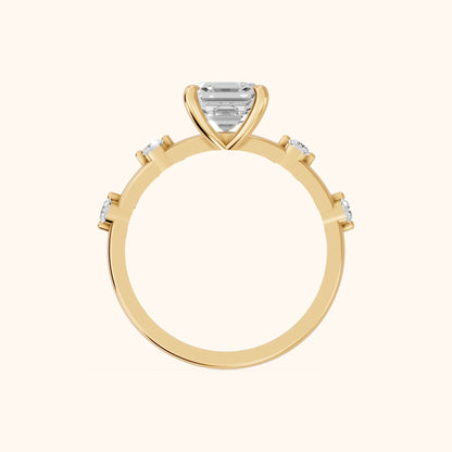 Elena Radiance Solitaire Asscher Diamond Engagement Ring in Yellow Gold - FingerView