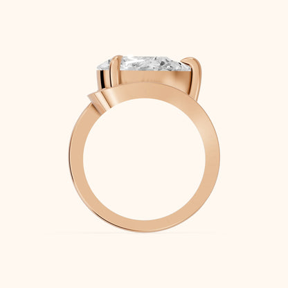 Ellery East-West Split Shank Pear Diamond Engagement Ring in Rose Gold - FingerView.webp