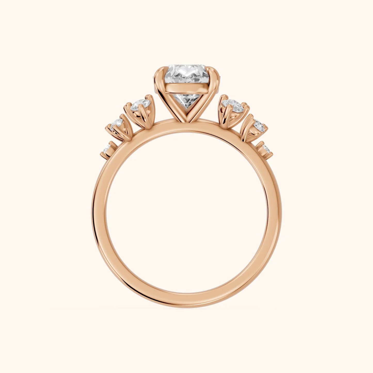 Evelina Bloom Pear Diamond Engagement Ring in Rose Gold - FingerView