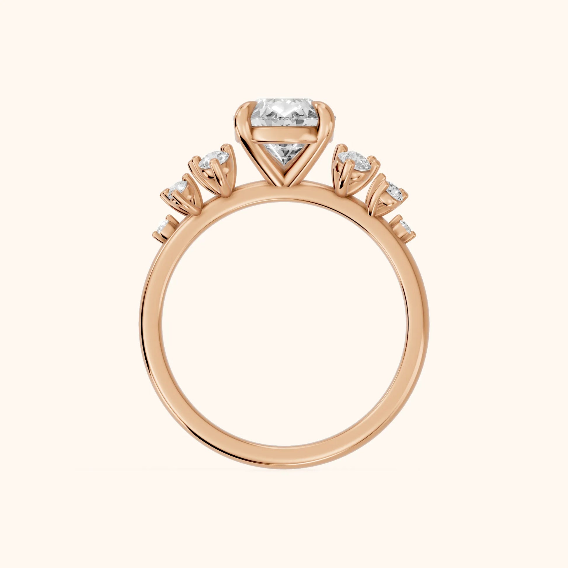 Evelina Bloom Pear Diamond Engagement Ring in Rose Gold - FingerView