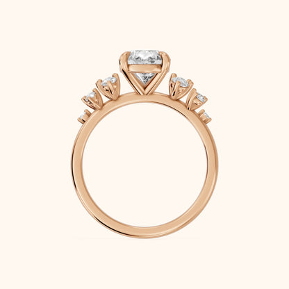Evelina Bloom Pear Diamond Engagement Ring in Rose Gold - FingerView