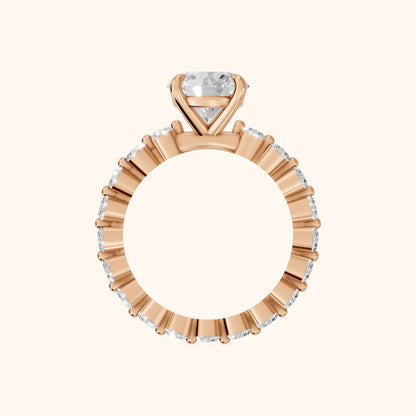 Piper Sidestone Round Diamond Engagement Ring in Rose Gold - FingerView.webp