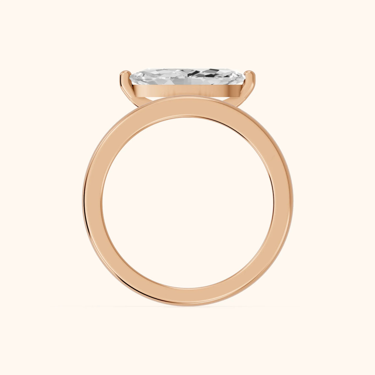 Maisie Four Prong Solitaire Marquise Diamond Engagement Ring in Rose Gold - FingerView.webp