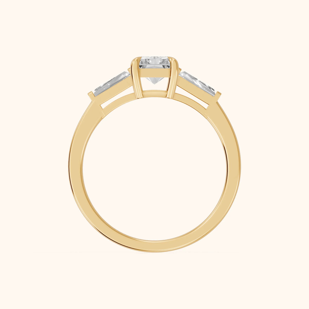 Winnie Three-Stone Radiant Diamond Engagement Ring in Yellow Gold - FingerView.webp