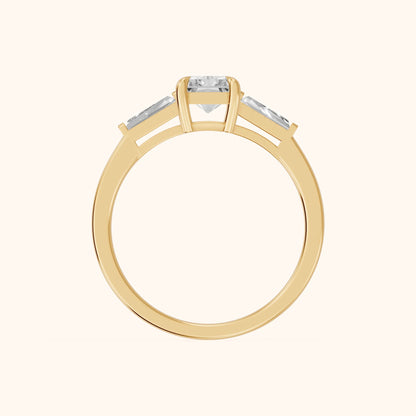 Winnie Three-Stone Radiant Diamond Engagement Ring in Yellow Gold - FingerView.webp