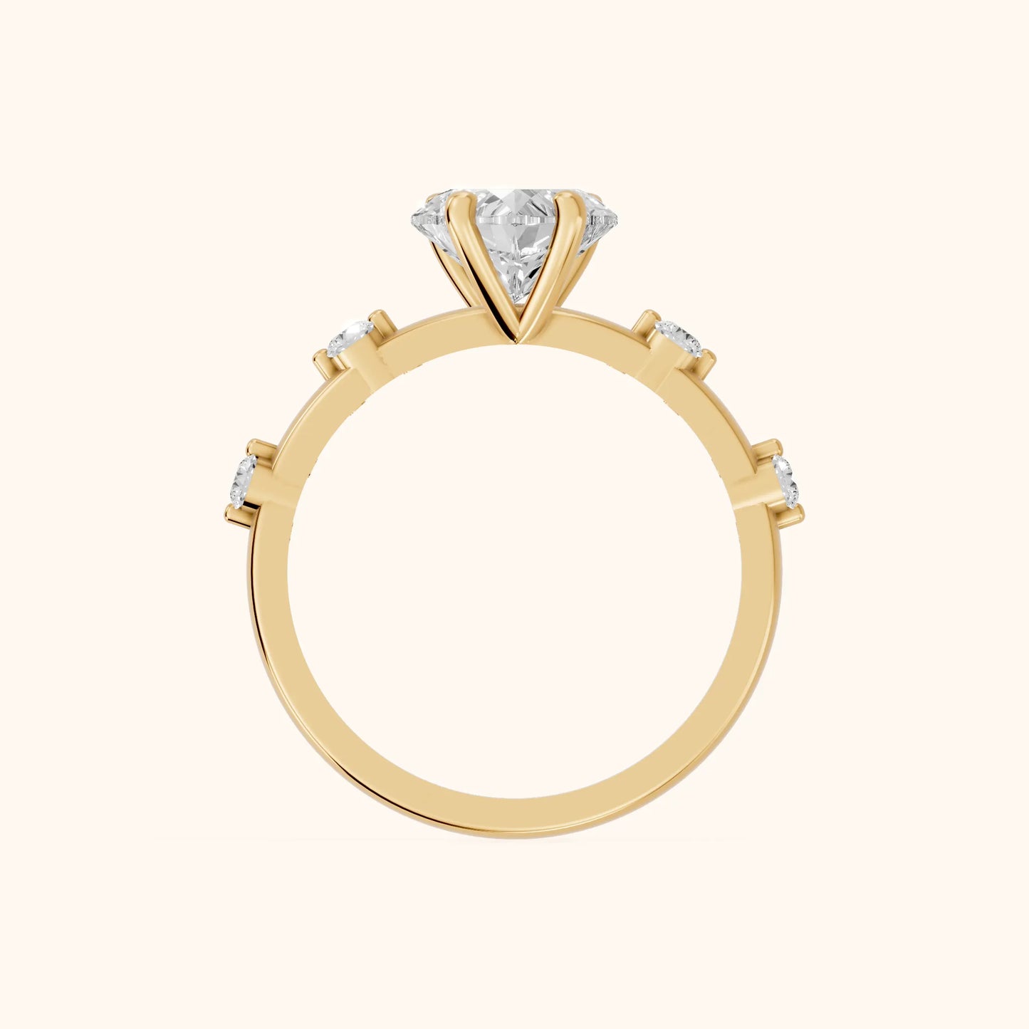 Elena Radiance Solitaire Heart Diamond Engagement Ring in Yellow Gold - FingerView