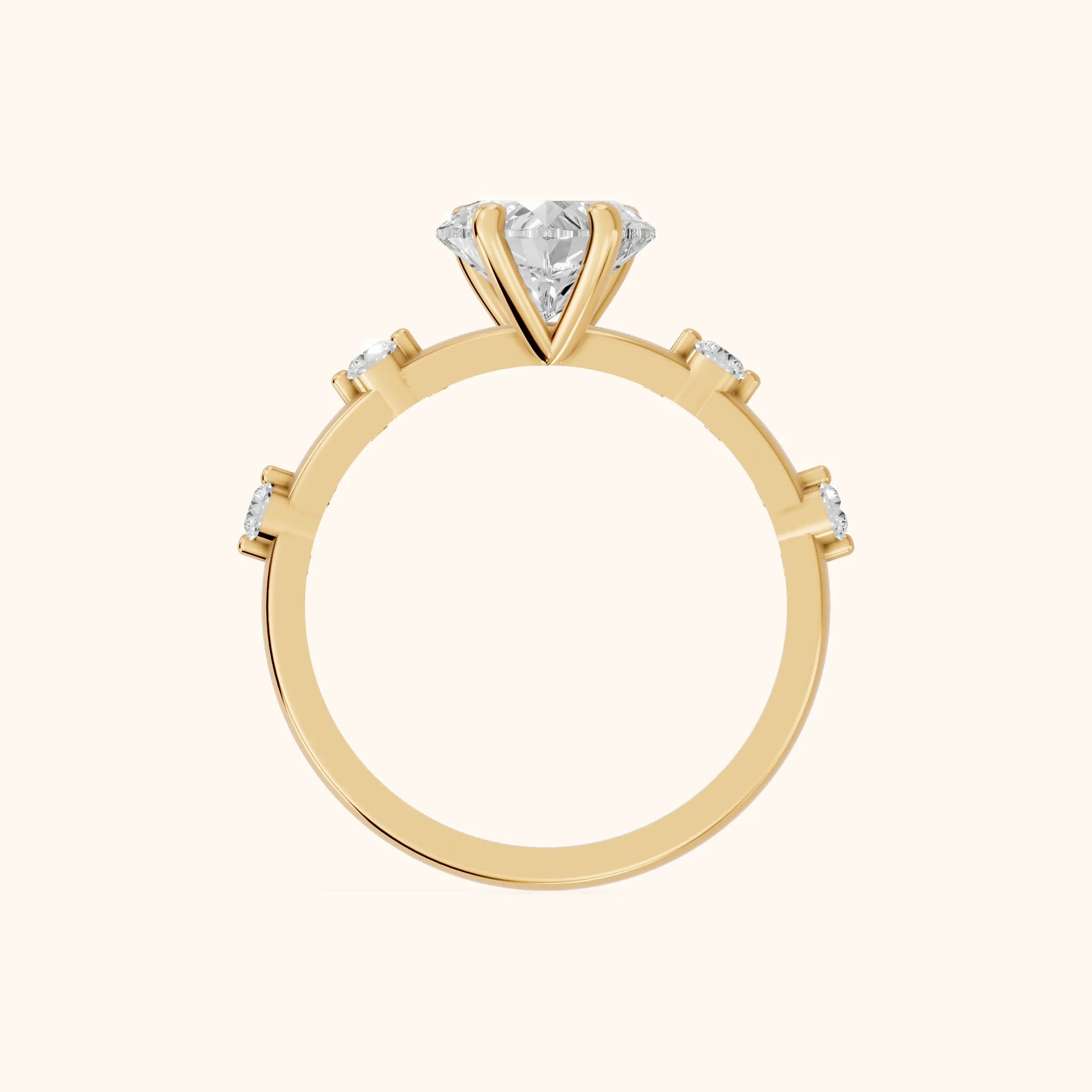 Elena Radiance Solitaire Heart Diamond Engagement Ring in Yellow Gold - FingerView