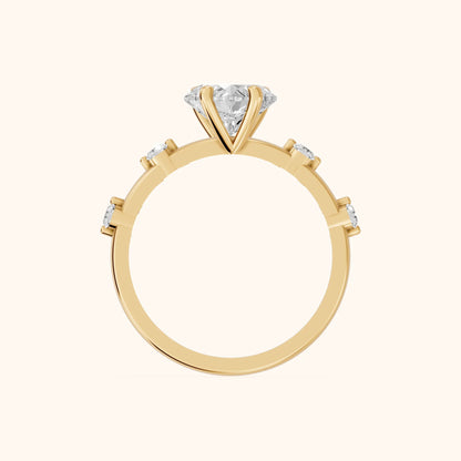 Elena Radiance Solitaire Heart Diamond Engagement Ring in Yellow Gold - FingerView