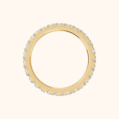 Cara French Pavé Round Diamond Eternity Band in Yellow Gold - FingerView