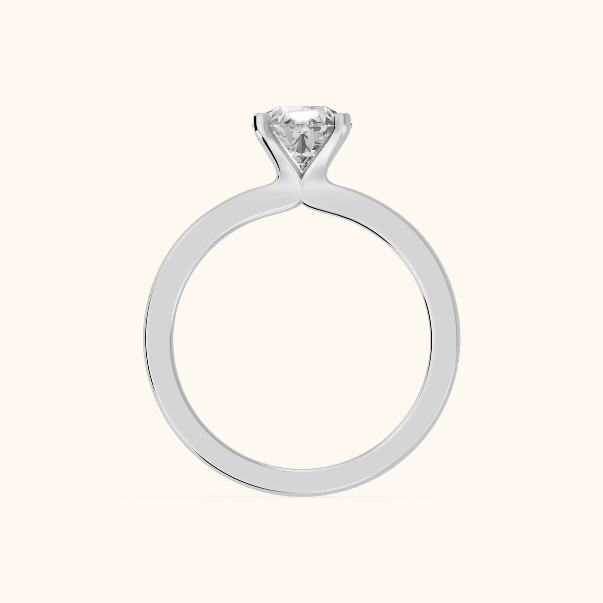 Matilda Cathedral Solitaire Pear Diamond Engagement Ring in Platinum - FingerView.webp