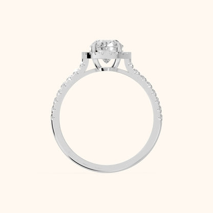 Mabel Halo French Pavé Oval Diamond Engagement Ring in Platinum - FingerView.webp