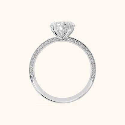 Meredith Knife Edge Pavé Heart Diamond Engagement Ring in Silver - FingerView.webp