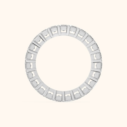 Callia Shared Prong Emerald Diamond Eternity Band in Silver - FingerView