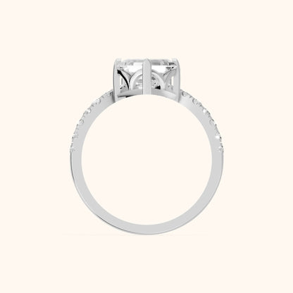 Isabella Legacy Side Stone Asscher Diamond Engagement Ring in Platinum - FingerView