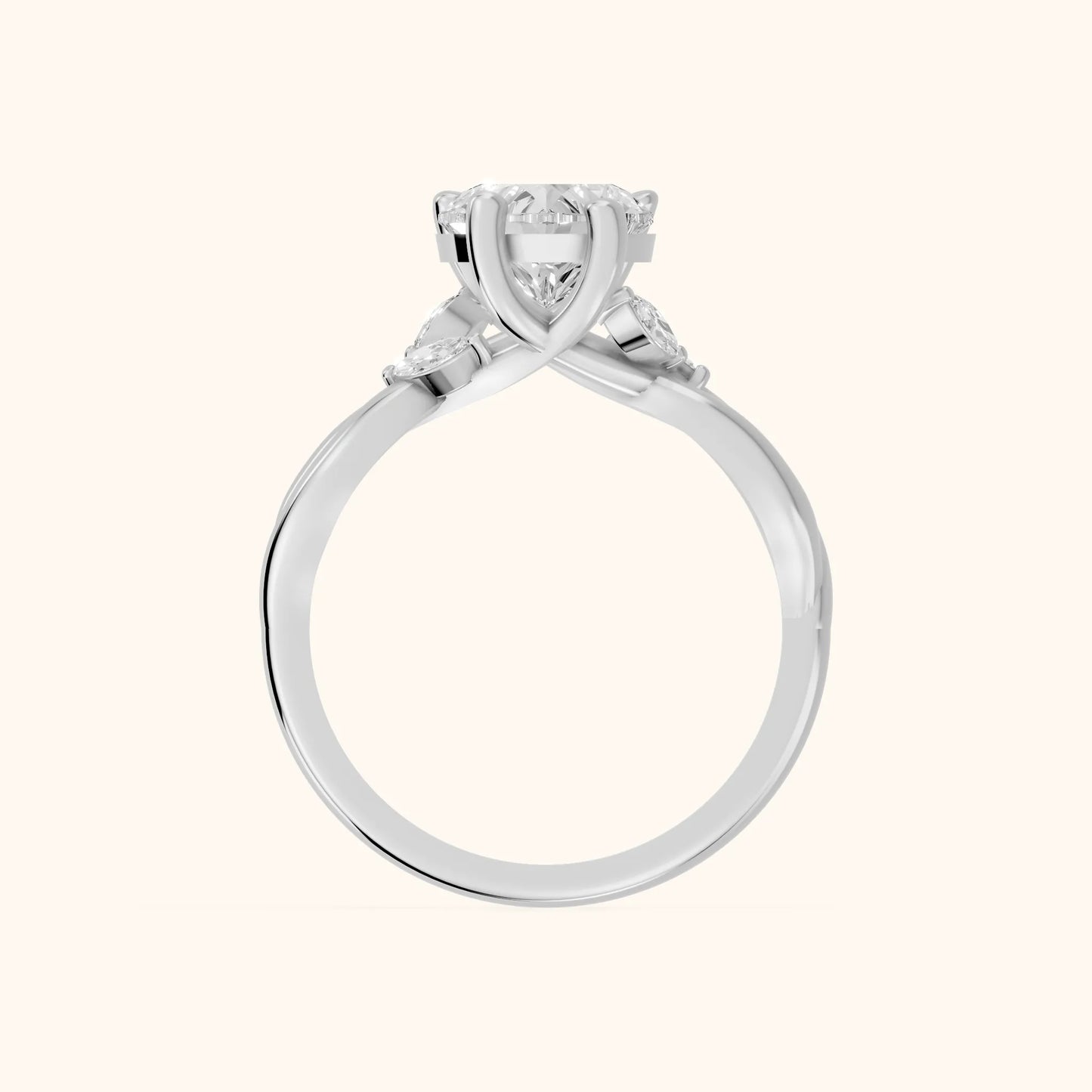 Luna Glow Twisted Heart Diamond Engagement Ring in Platinum - FingerView
