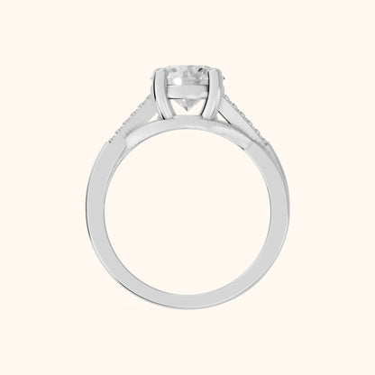Veronica Twist Side Stone Round Diamond Engagement Ring in White Gold - FingerView