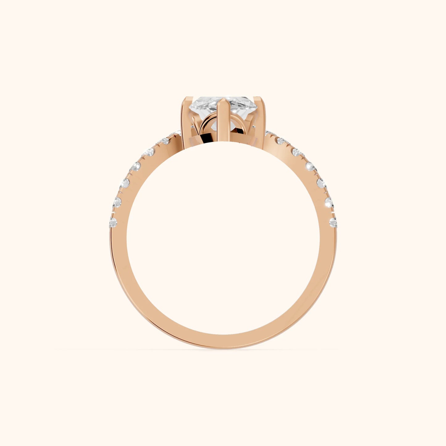 Isabella Legacy Side Stone Marquise Diamond Engagement Ring in Rose Gold - FingerView
