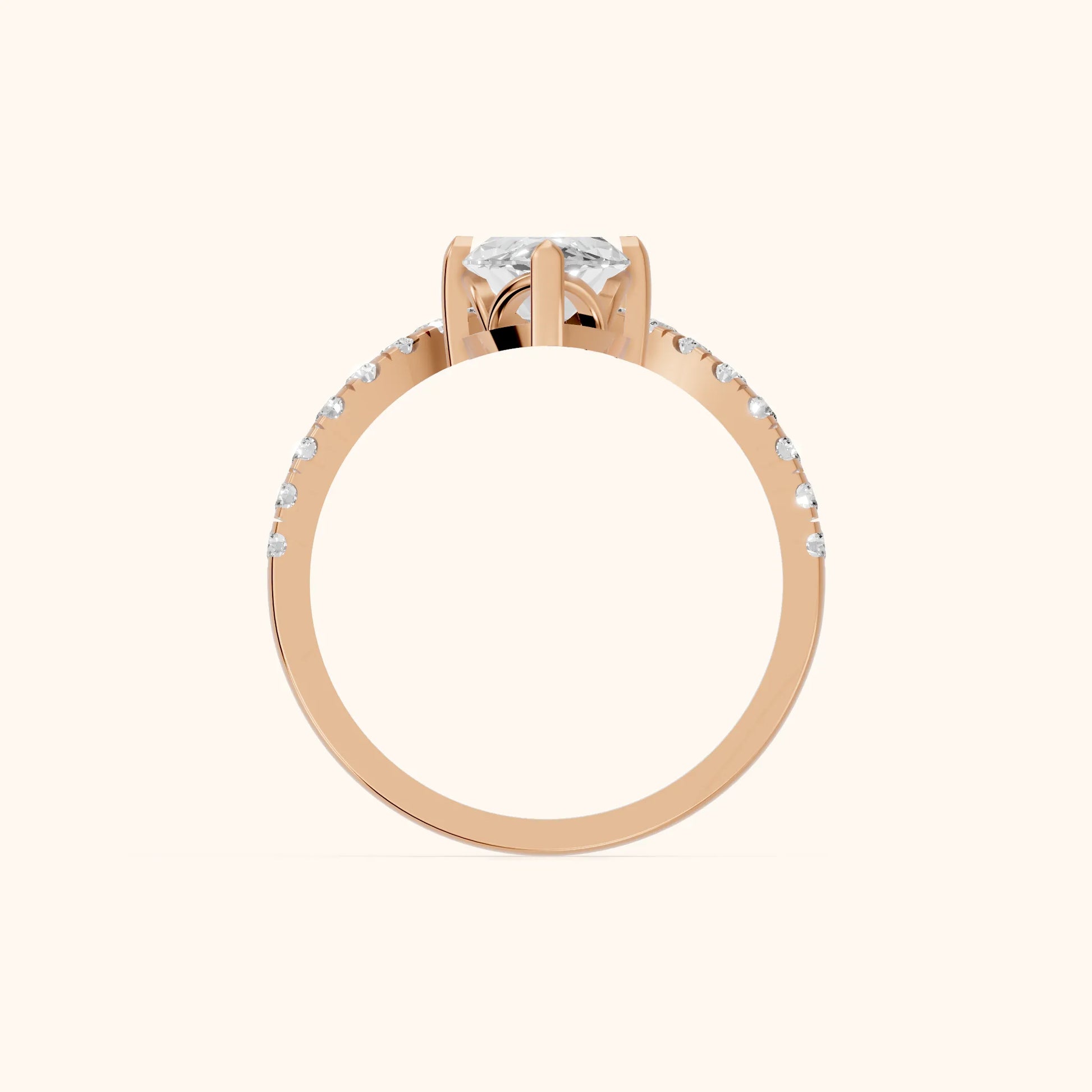 Isabella Legacy Side Stone Marquise Diamond Engagement Ring in Rose Gold - FingerView