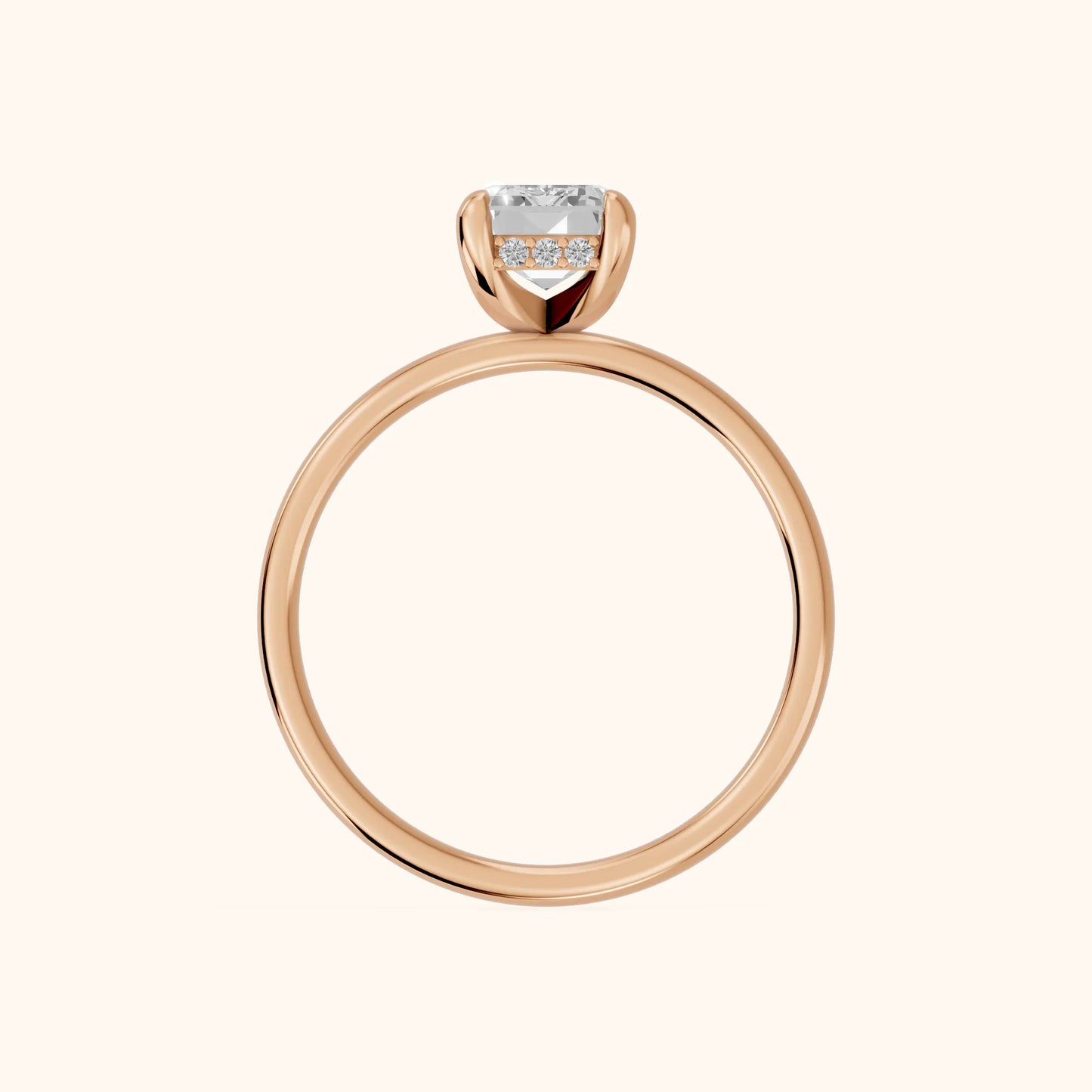 Charlotte Charm Solitaire Emerald Diamond Engagement Ring in Rose Gold - FingerView
