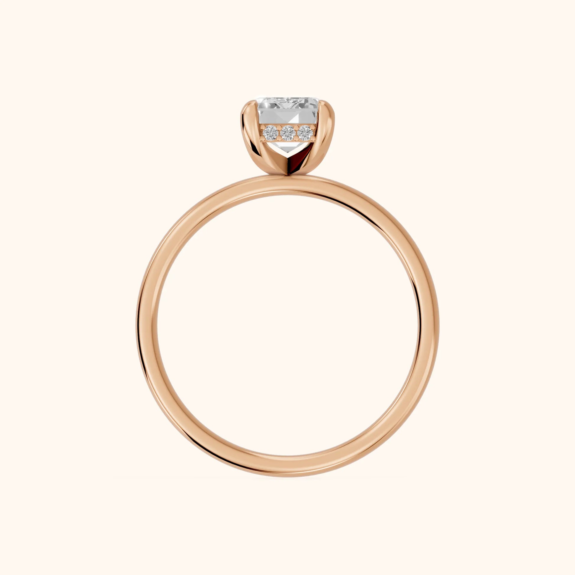 Charlotte Charm Solitaire Emerald Diamond Engagement Ring in Rose Gold - FingerView