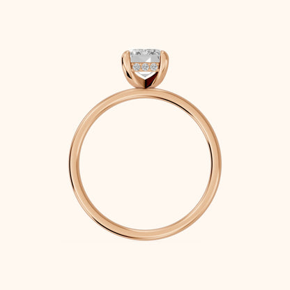 Charlotte Charm Solitaire Emerald Diamond Engagement Ring in Rose Gold - FingerView
