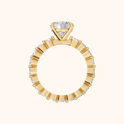 Piper Sidestone Round Diamond Engagement Ring in Yellow Gold - FingerView.webp