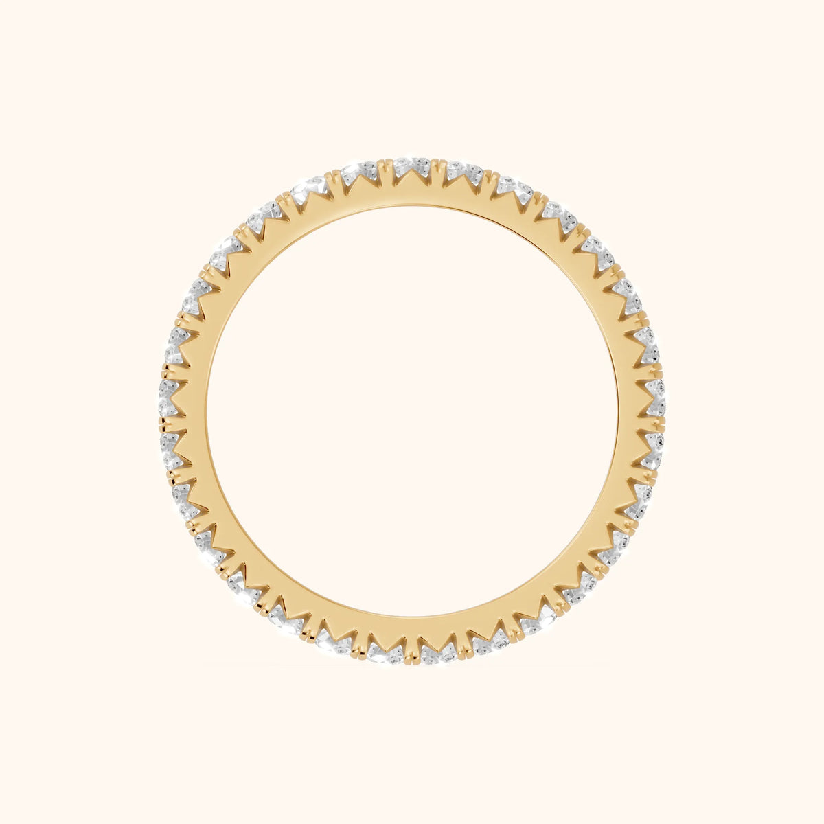 Lia French Pavé Round Diamond Eternity Band in Yellow Gold - FingerView