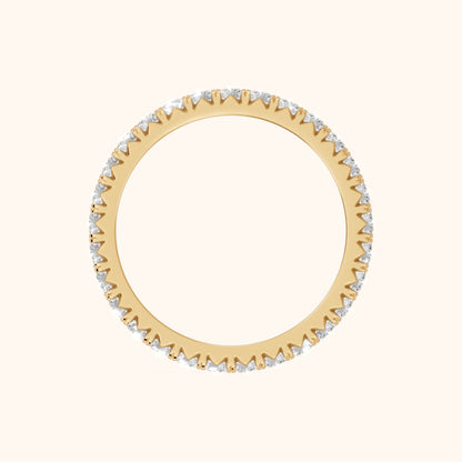 Lia French Pavé Round Diamond Eternity Band in Yellow Gold - FingerView