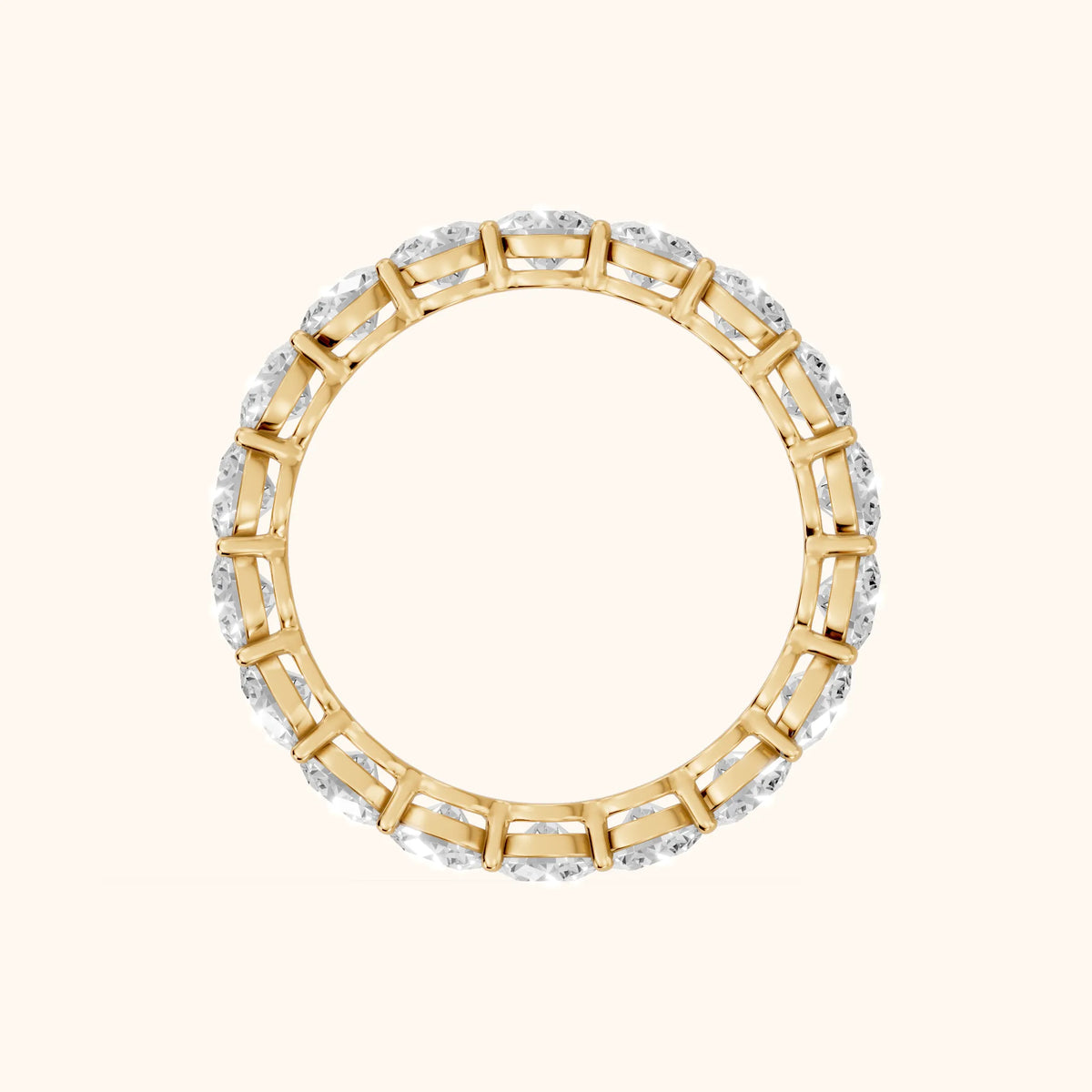 Dara Shared Prong Round Diamond Eternity Band in Yellow Gold - FingerView