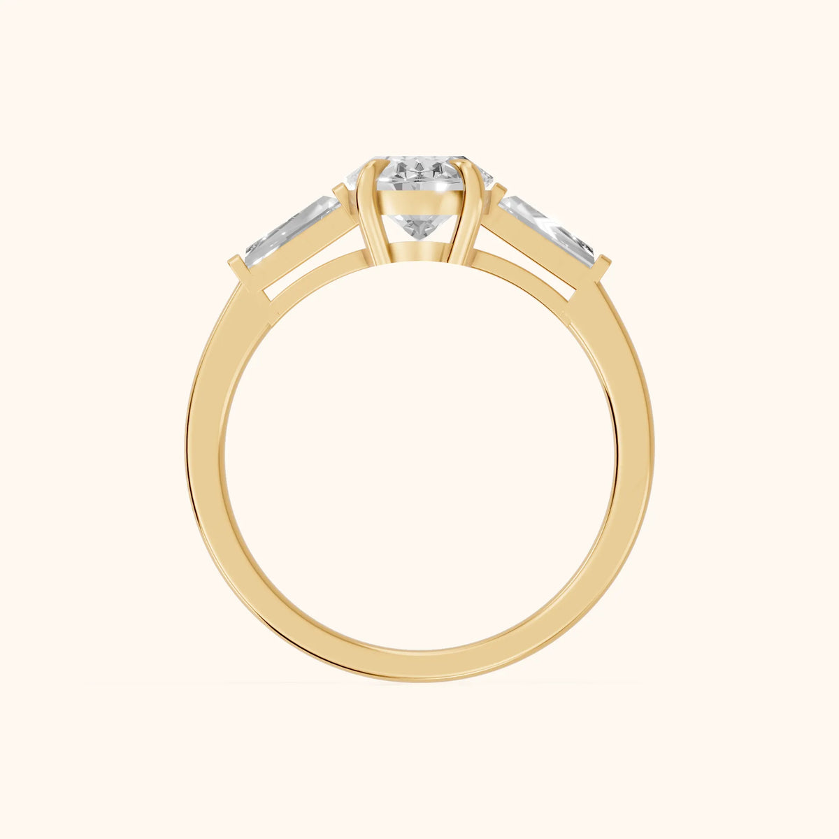 Winnie Three-Stone Oval Diamond Engagement Ring in Yellow Gold - FingerView.webp