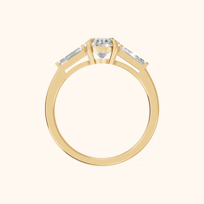 Winnie Three-Stone Oval Diamond Engagement Ring in Yellow Gold - FingerView.webp