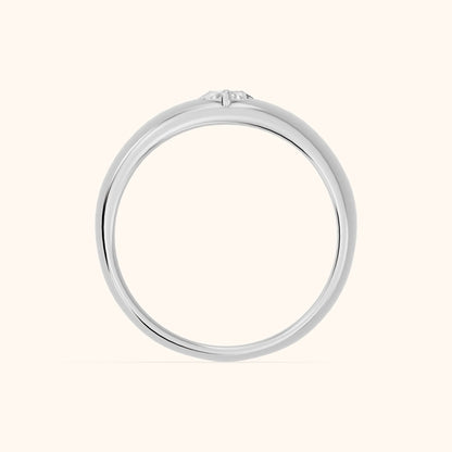 Marta Low Dome Marquise Diamond Wedding Band in Platinum - FingerView