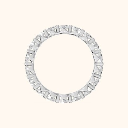 Roshni Shared Prong Round Diamond Eternity Band in White Gold - FingerView