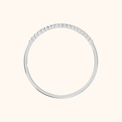 Ambra Curved Pavé Round Diamond Stackable Ring in Platinum - FingerView