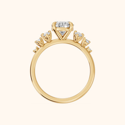Mirabelle Cluster Oval Diamond Engagement Ring in Yellow Gold - FingerView.webp