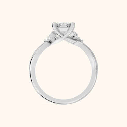 Luna Glow Twisted Radiant Diamond Engagement Ring in Silver - FingerView