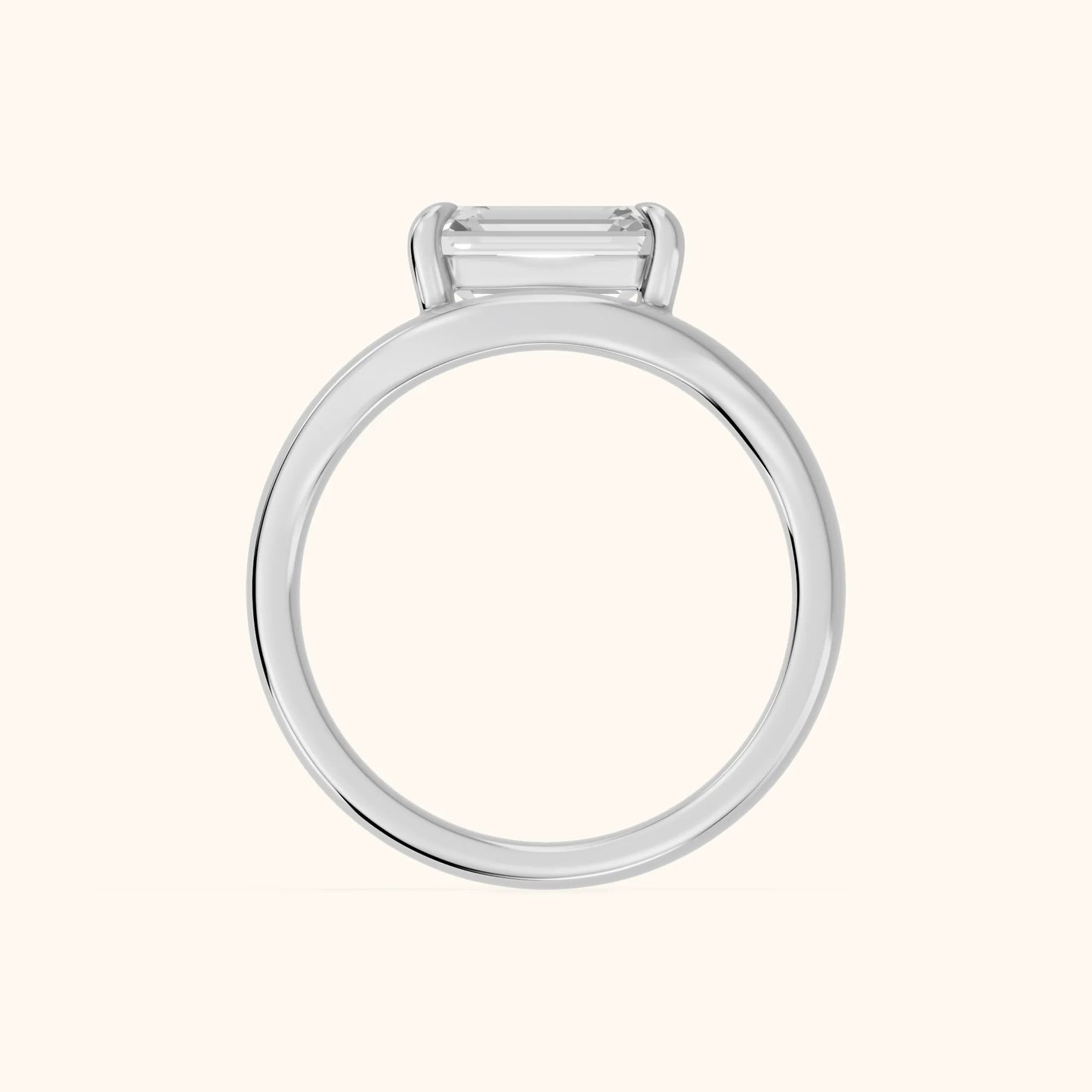 Seraphina Criss Cross Emerald Diamond Engagement Ring in Silver - FingerView