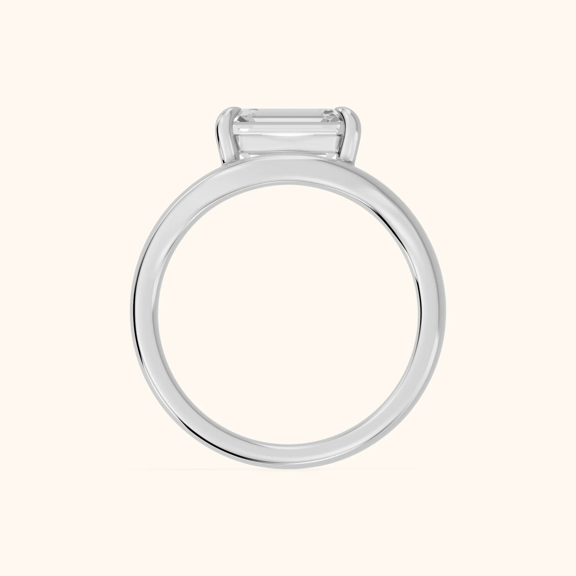 Seraphina Criss Cross Emerald Diamond Engagement Ring in Silver - FingerView
