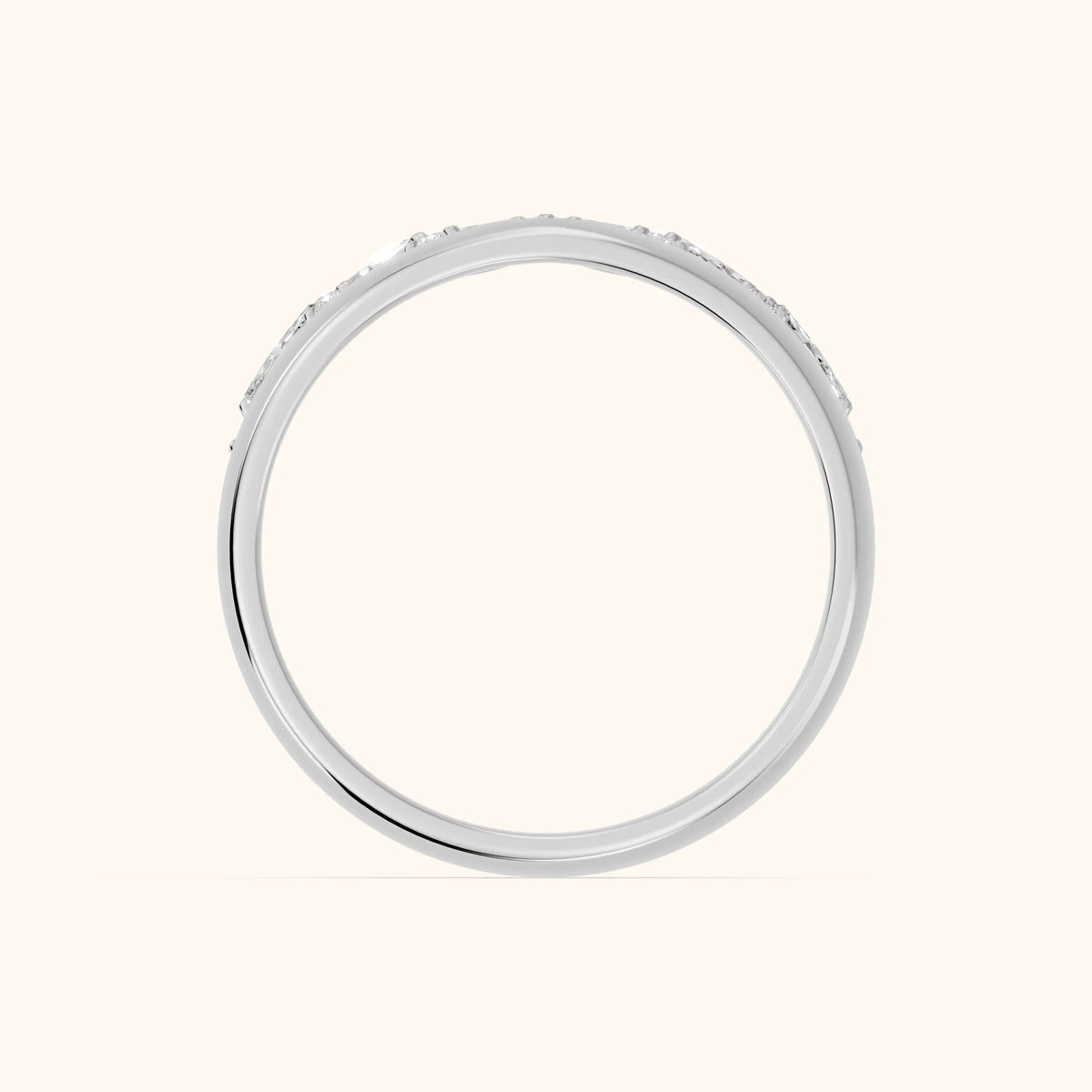 Ambika Dome Marquise & Round Diamond Wedding Band in Silver - FingerView