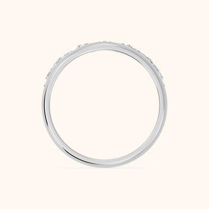 Ambika Dome Marquise & Round Diamond Wedding Band in Silver - FingerView