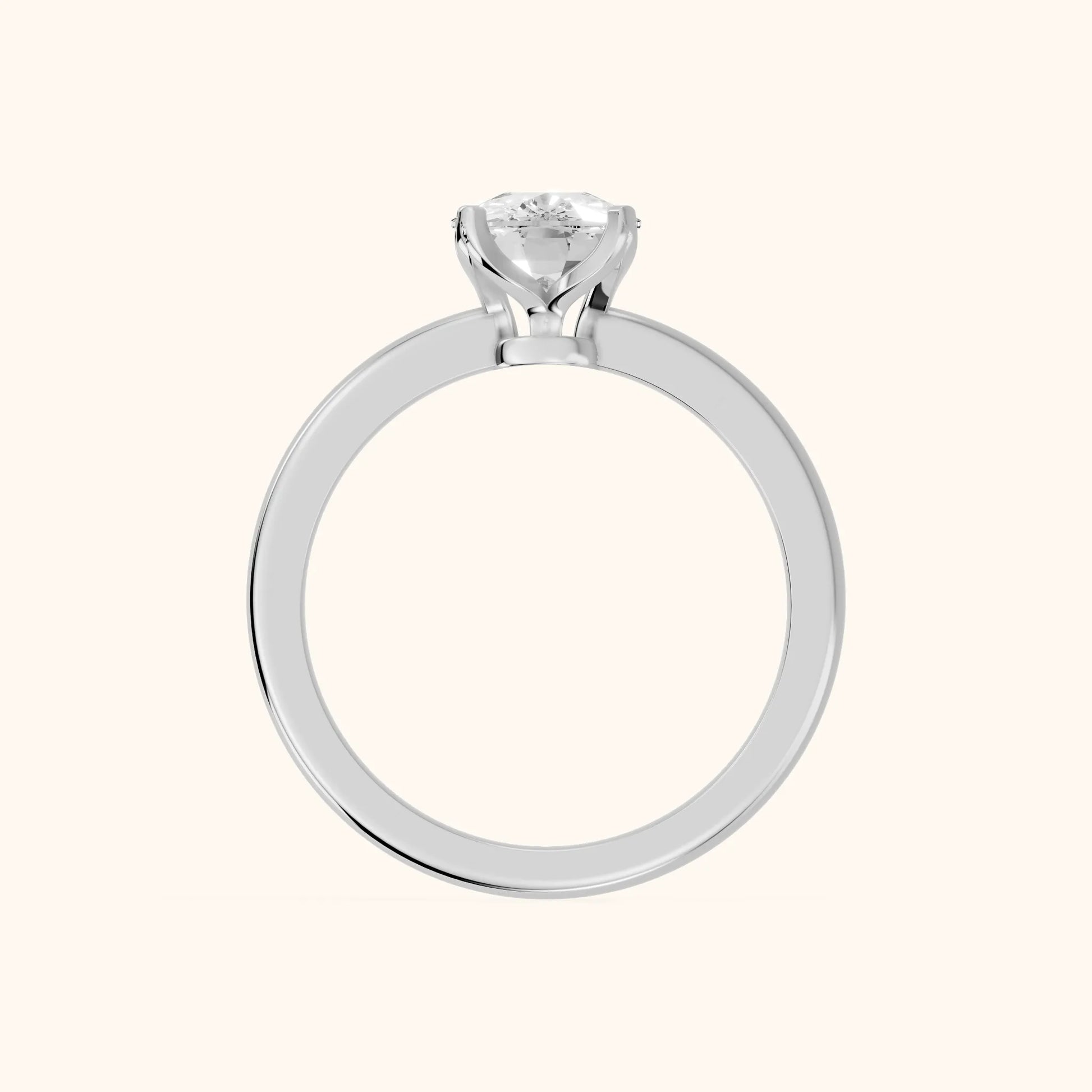 Flora Guardian Solitaire Cushion Diamond Engagement Ring in White Gold - FingerView