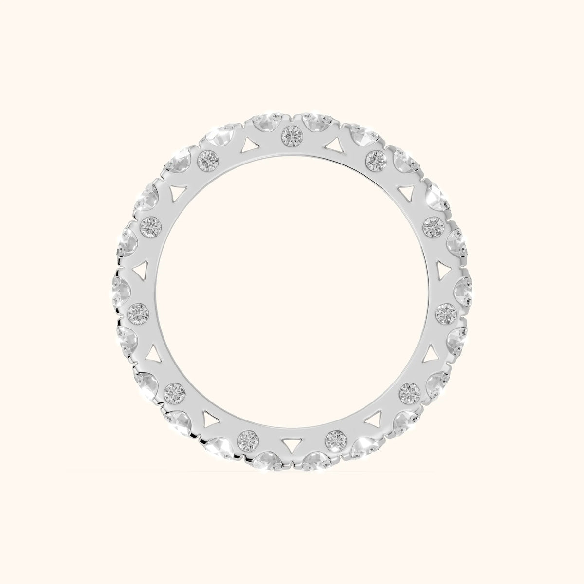 Raina French Pavé Round Diamond Eternity Band in Silver - FingerView